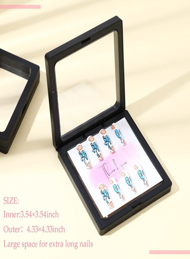 meekoo 30 Pcs Press on Nail Packaging Box with 90 Pcs Adhesive Double Sided Tape Artificial Nail Display Case Storage Container Box Acrylic Packaging Organizer for Art Home Salon(Black) - Image 3